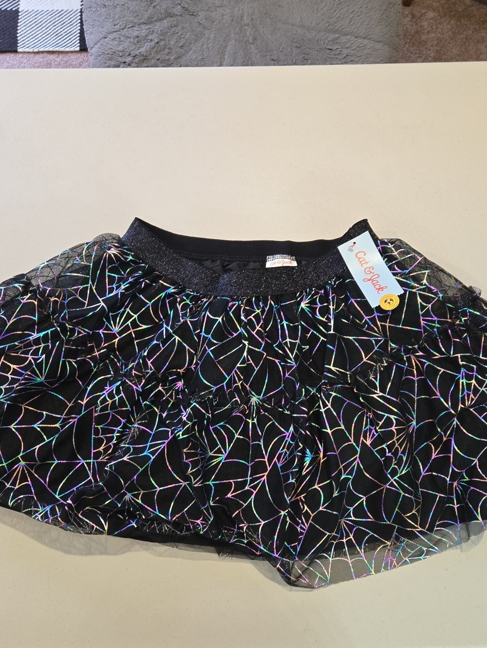 Cat & Jack Black Holographic Spiderweb Tulle Skirt